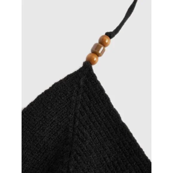 Women's Crochet Halter Top Acrylic V Neck Crop for Beach Party Night Out - Picture 3 of 5